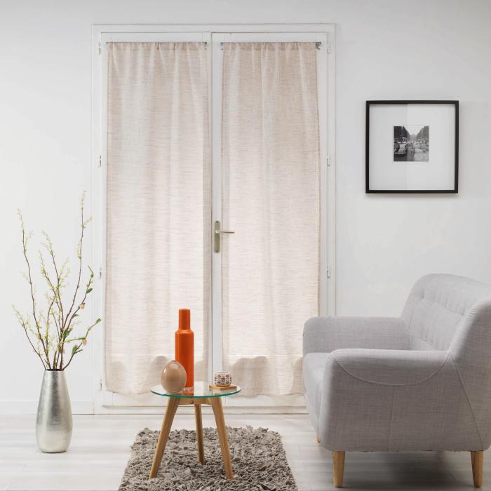 PAIRE DROITE PASSE TRINGLE 70X200CM VOILE MILZA BEIGE