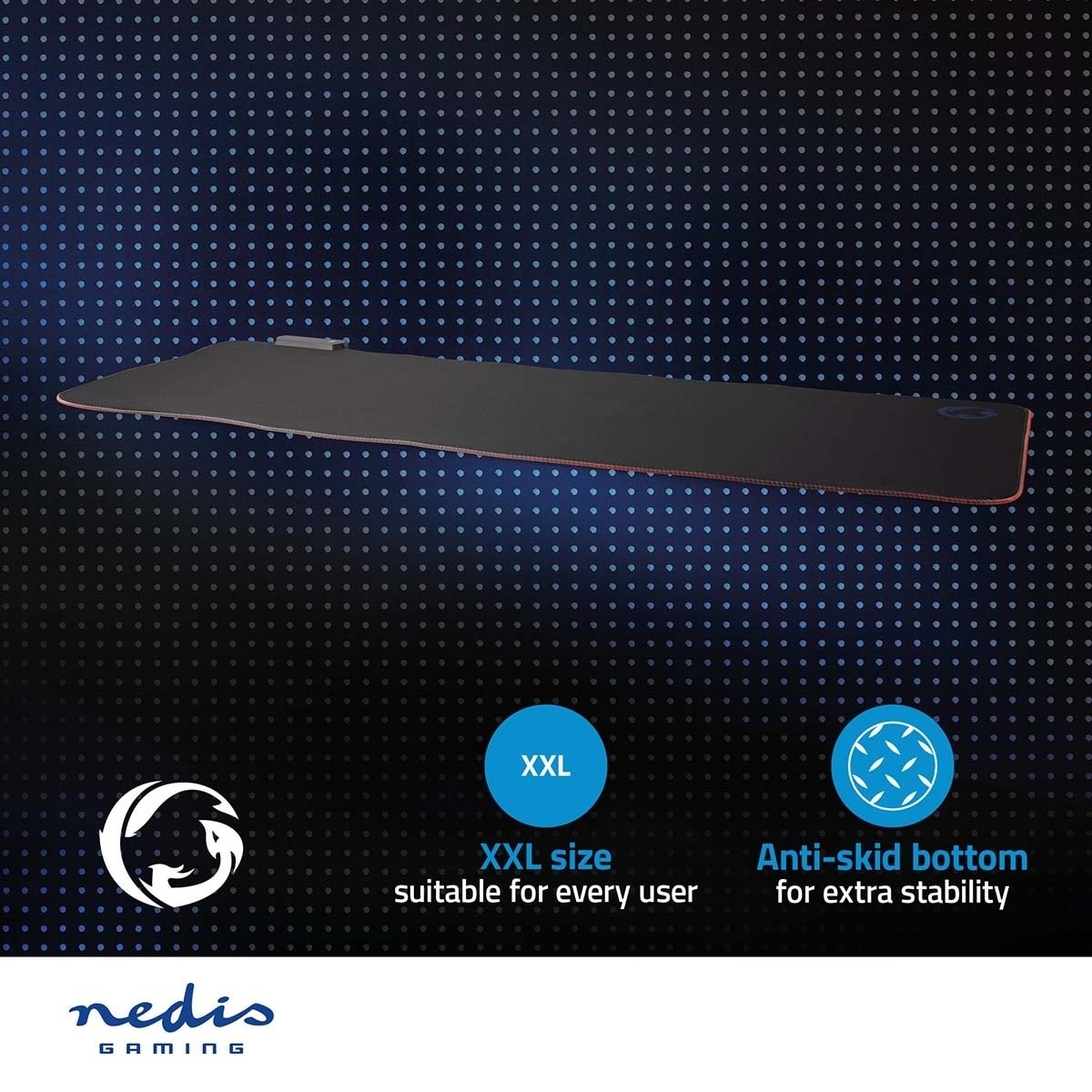 Nedis Gaming musematte | Gummi / Mikrofiber | Sort