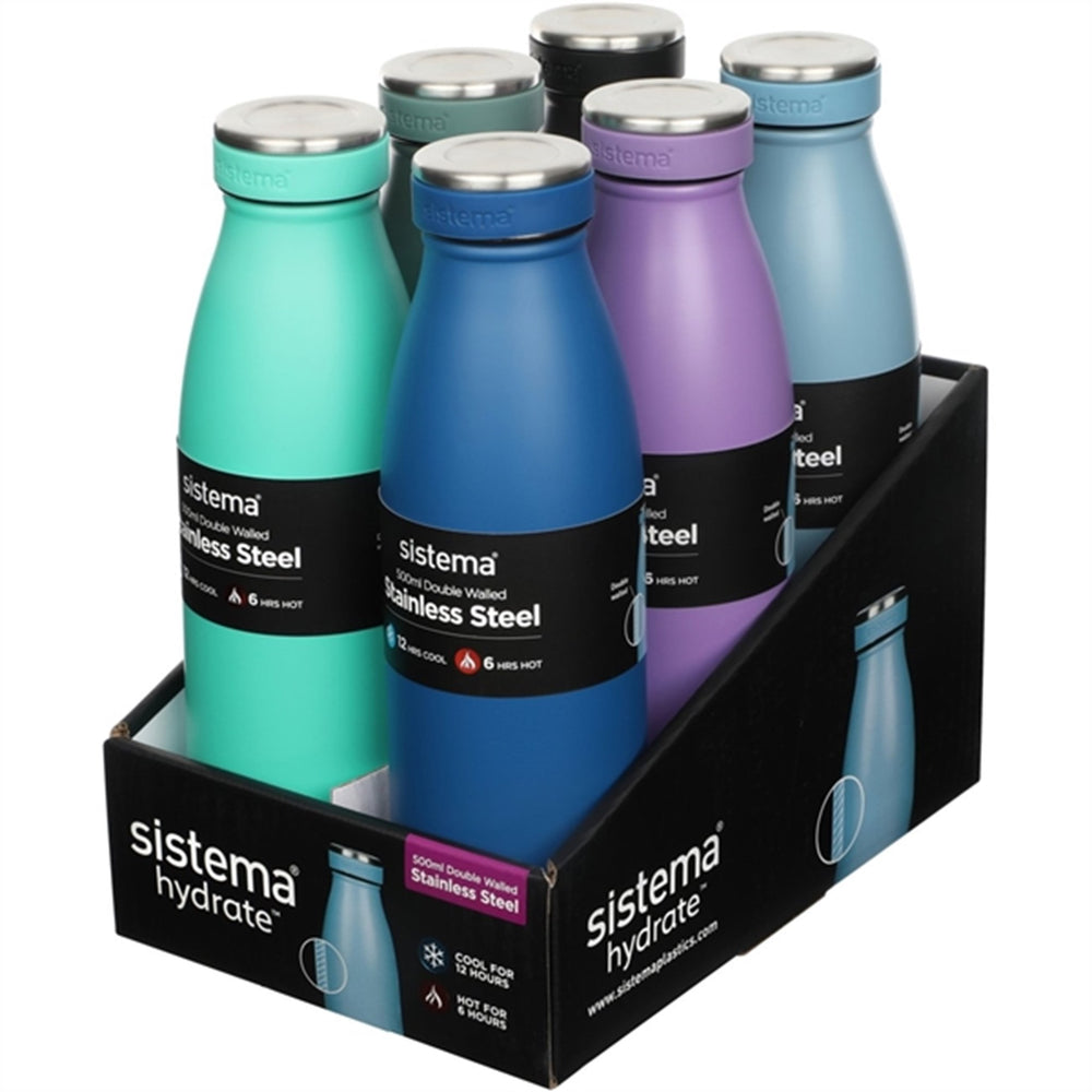 Køb Sistema Stainless Steel Drikkedunk 500 ml Coast Blue