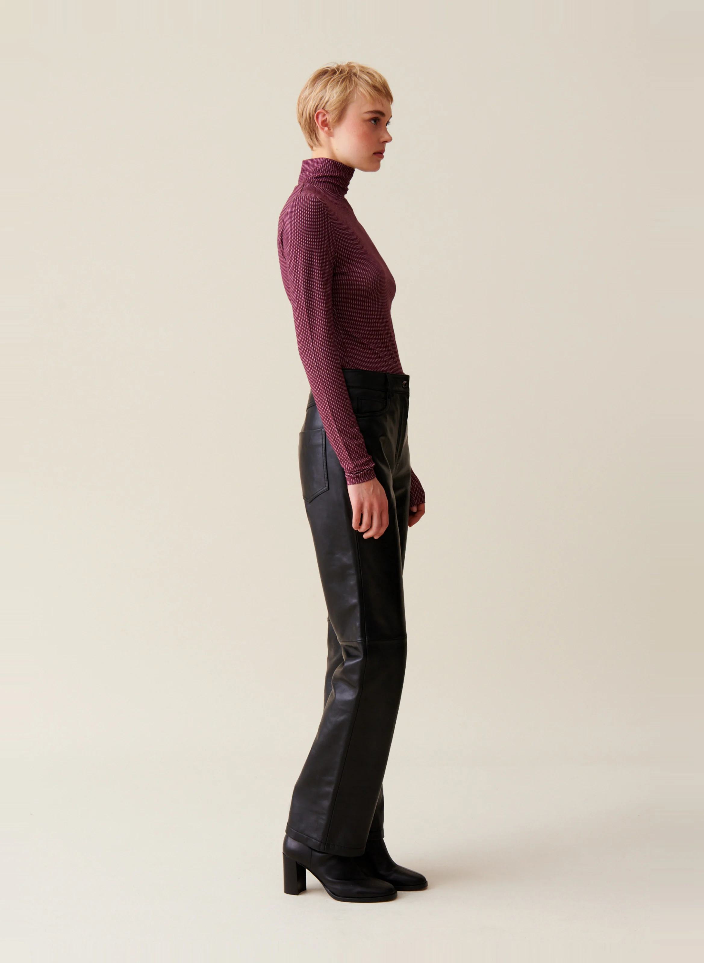 Top col cheminée ajusté | Rose