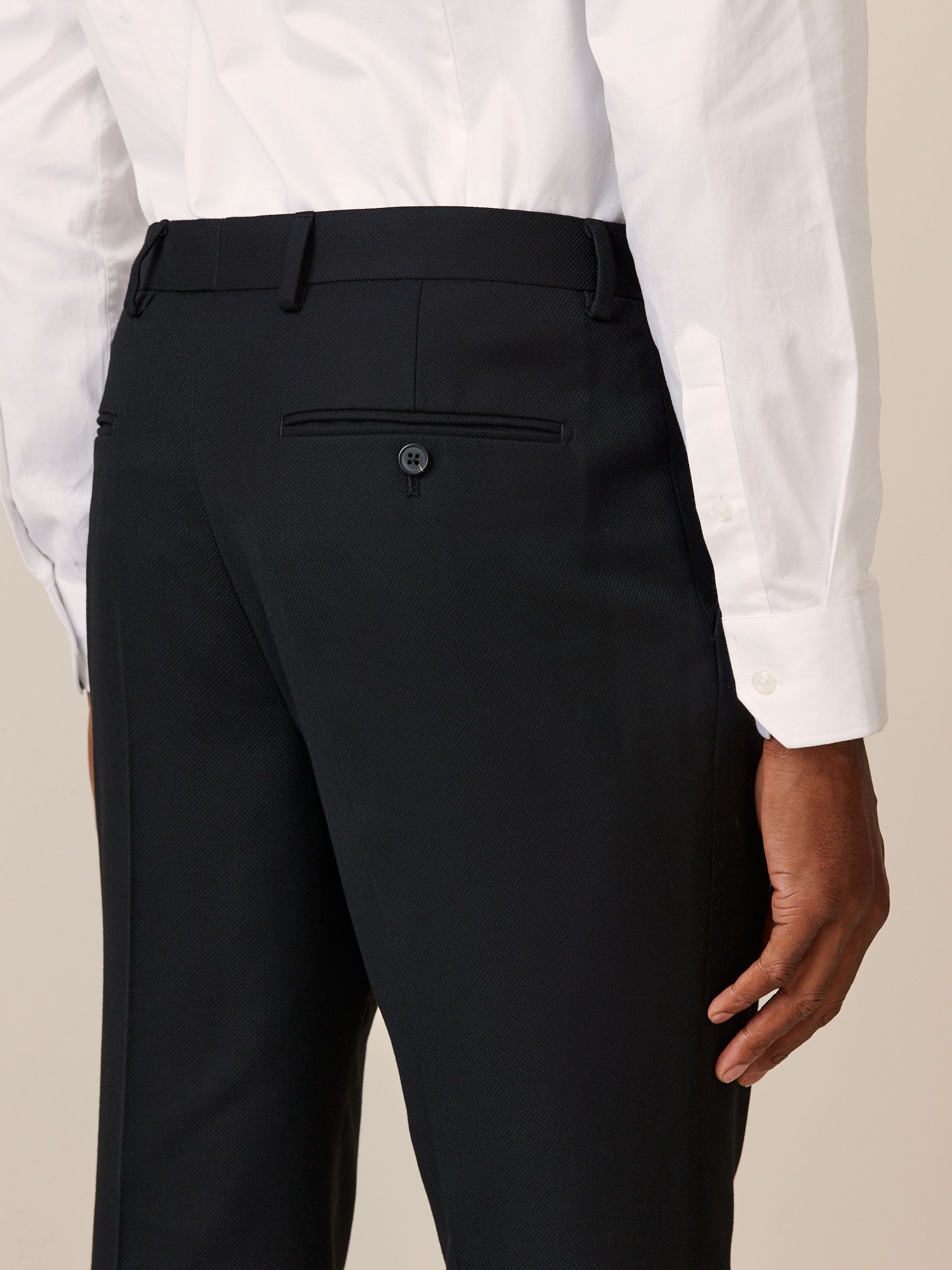 Zwart - Strakke Pasvorm - Kostuum met textuur: broek