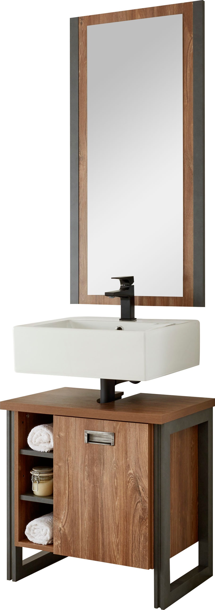 Home affaire Badmöbel-Set »Detroit, Bad im Industrialdesign, 2-teiliges Badezimmer« Set, 2 Stk. tlg.