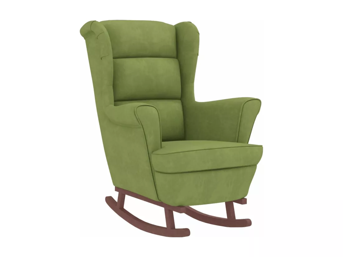 Chaise à bascule avec pieds en bois et tabouret Vert clair
