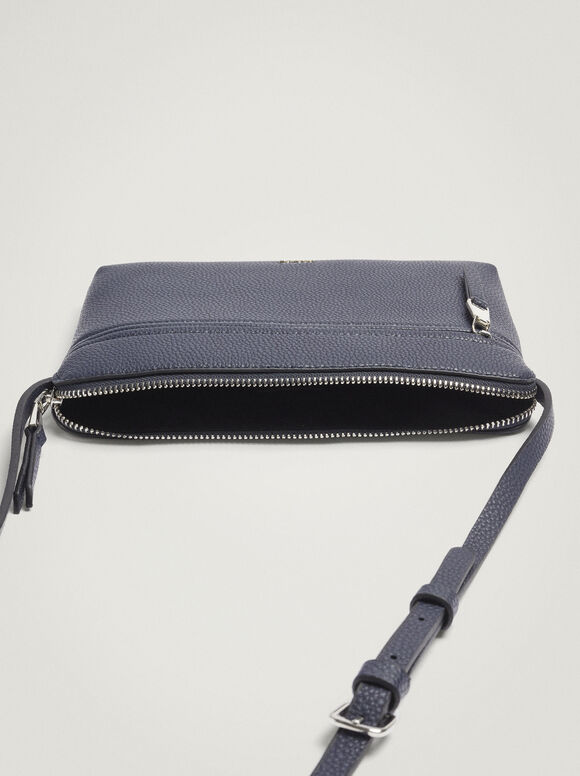 Bolsa de ombro com bolso externo - Azul marinho