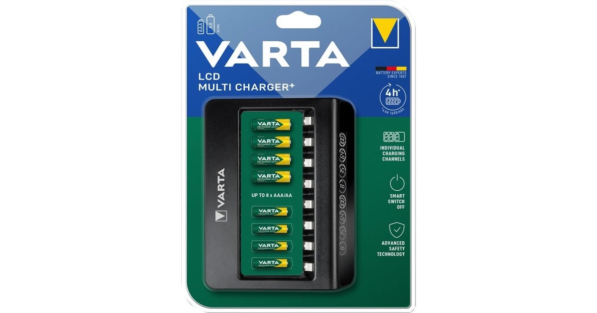 VARTALCD Multi Charger+ oplader  (Zwart, Laadt tot 8x AA of AAA)