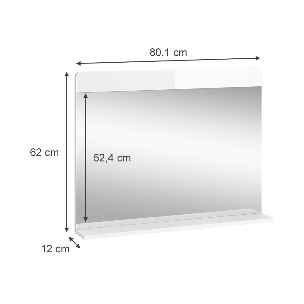 Vicco Badezimmerspiegel Izan Weiß Hochglanz 80 x 62 cm mit Regal