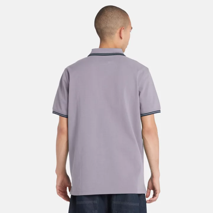 Polo à liseré en piqué pour homme en violet