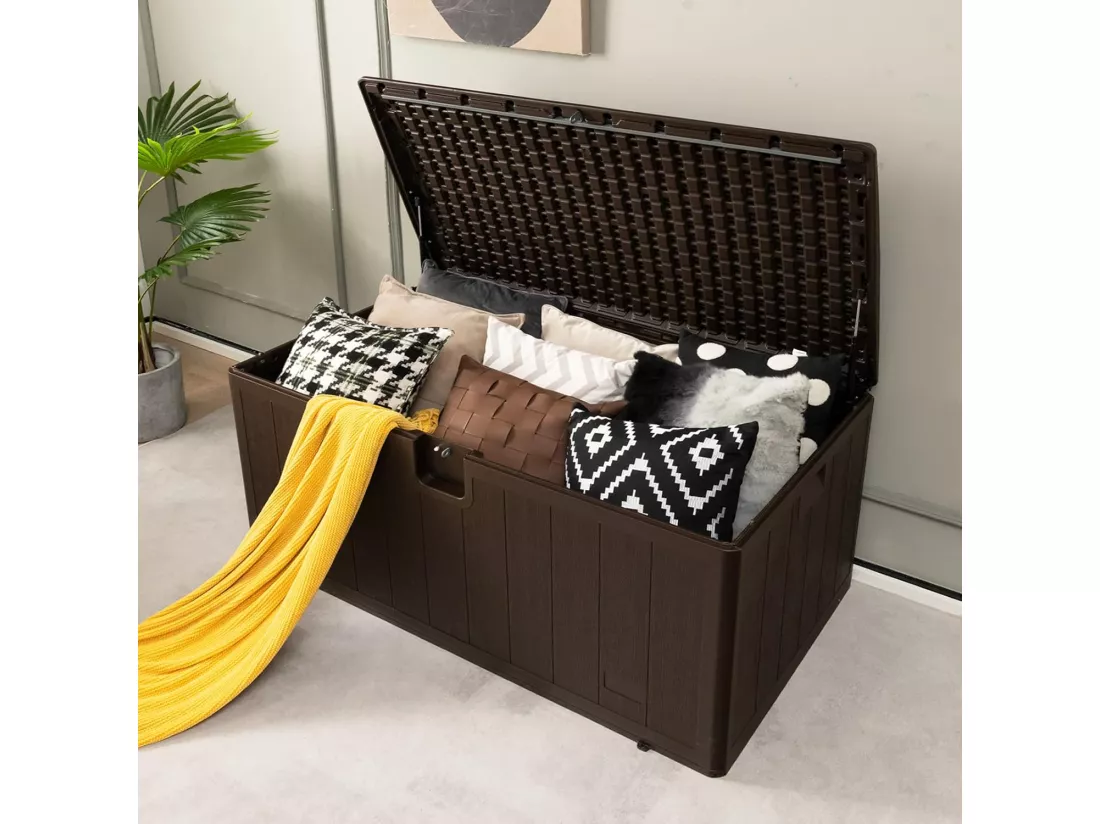 Coffre de Rangement Extérieure en HDPE 492L, Grande Boîte de Rangement avec Couvercle Verrouillable, pour Ranger des Oreillers Outils Jouet Accessoires (127 x 73 x 64 cm)