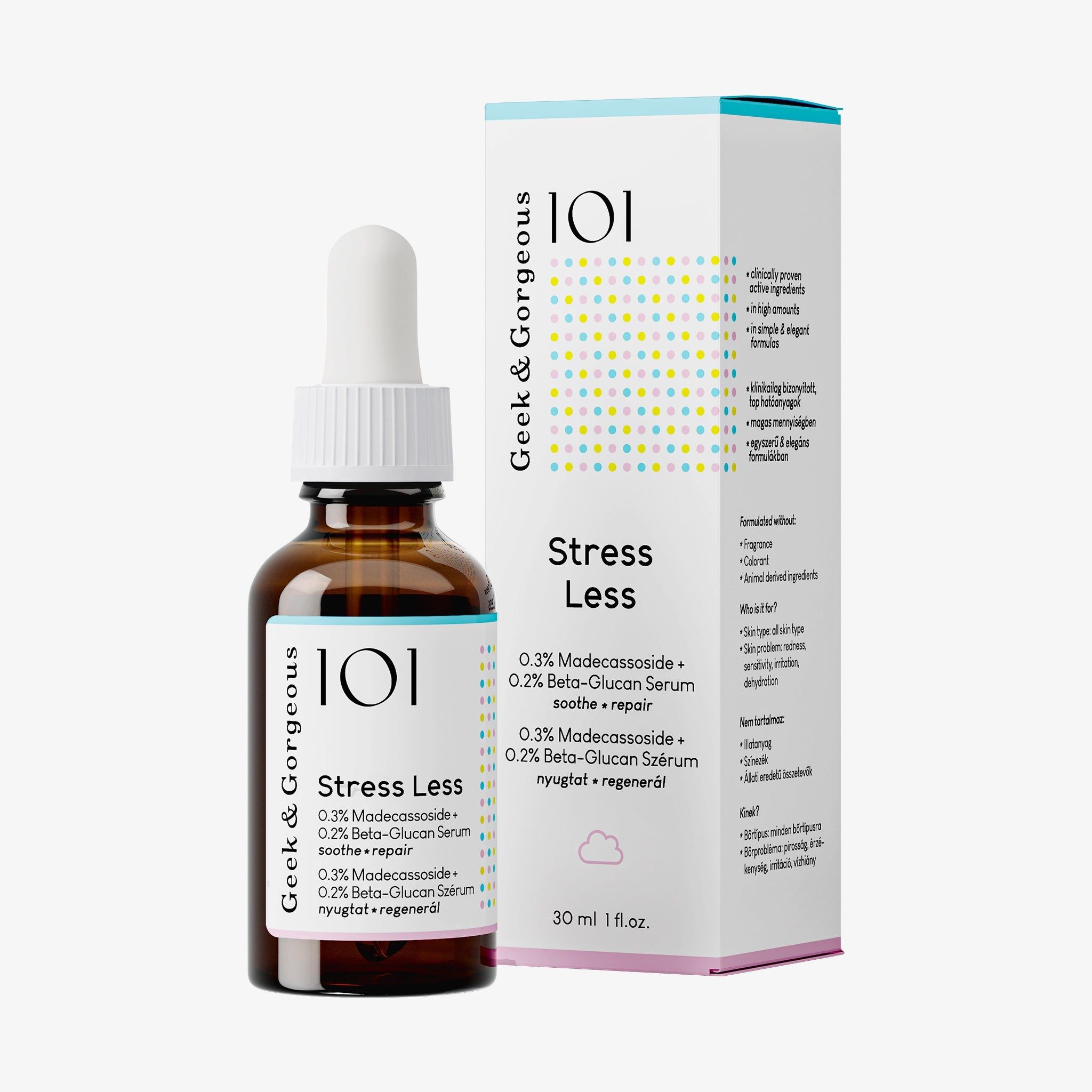 Geek & Gorgeous Stress Less -Hautberuhigendes Serum mit Beta-Glucan und Madecassoside, 30 ml