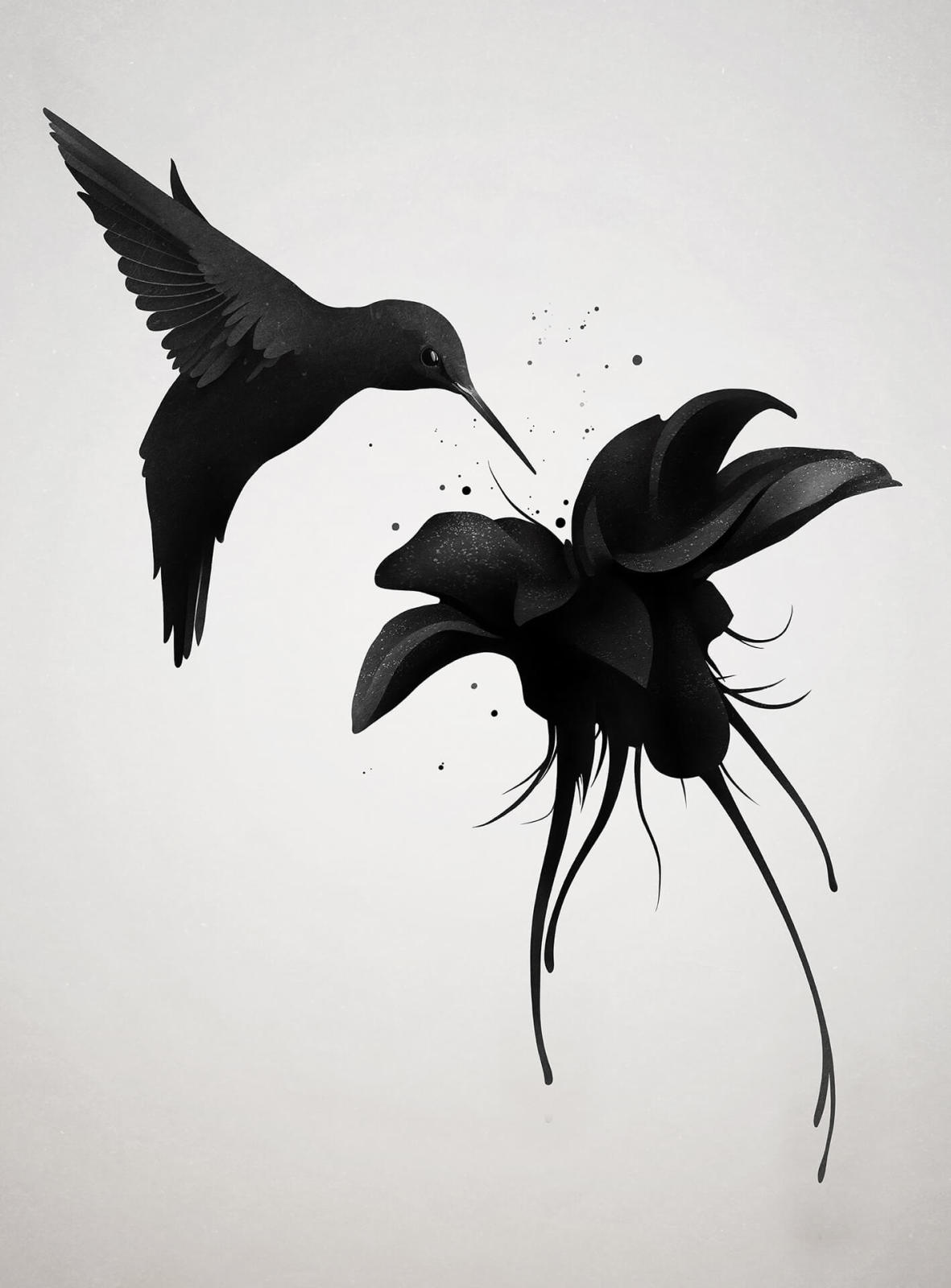 Fototapete DESIGNWALLS 2.0 - schwarz-weiß - Vogel - 2,6 Meter