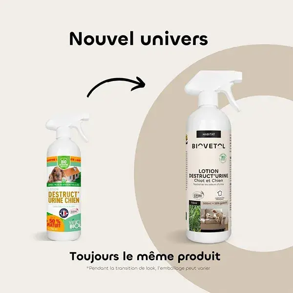 Biovetol - Lotion Destruct’Urine Chien Bio - 500ml+50% offert