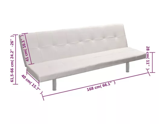 NETTLIFE Canapé-lit réglable avec deux oreillers Similicuir Blanc crème