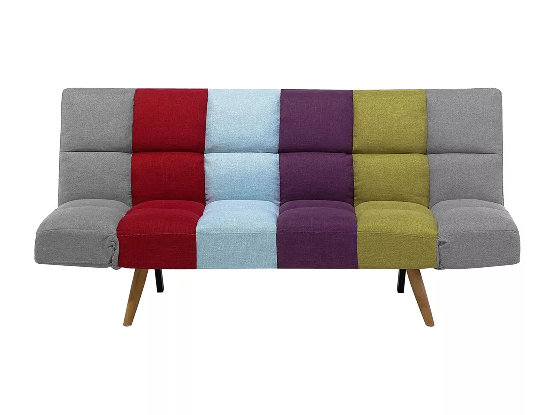 Canapé convertible 3 places en tissu patchwork multicolore INGARO