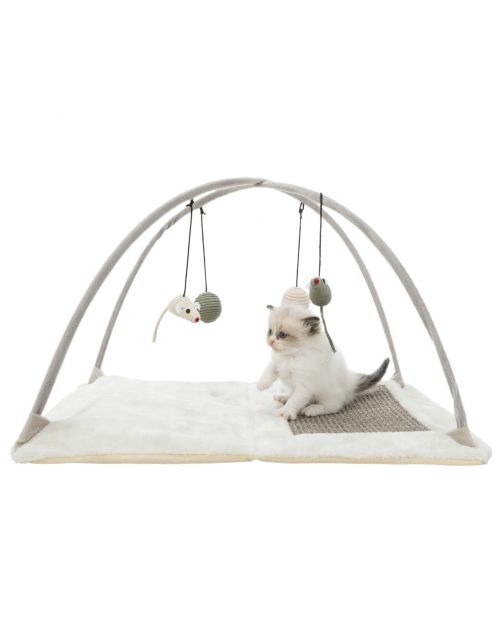 Trixie Junior Krabmat Met Speelboog - Krabplank - 60x33x42 cm Lichtgrijs