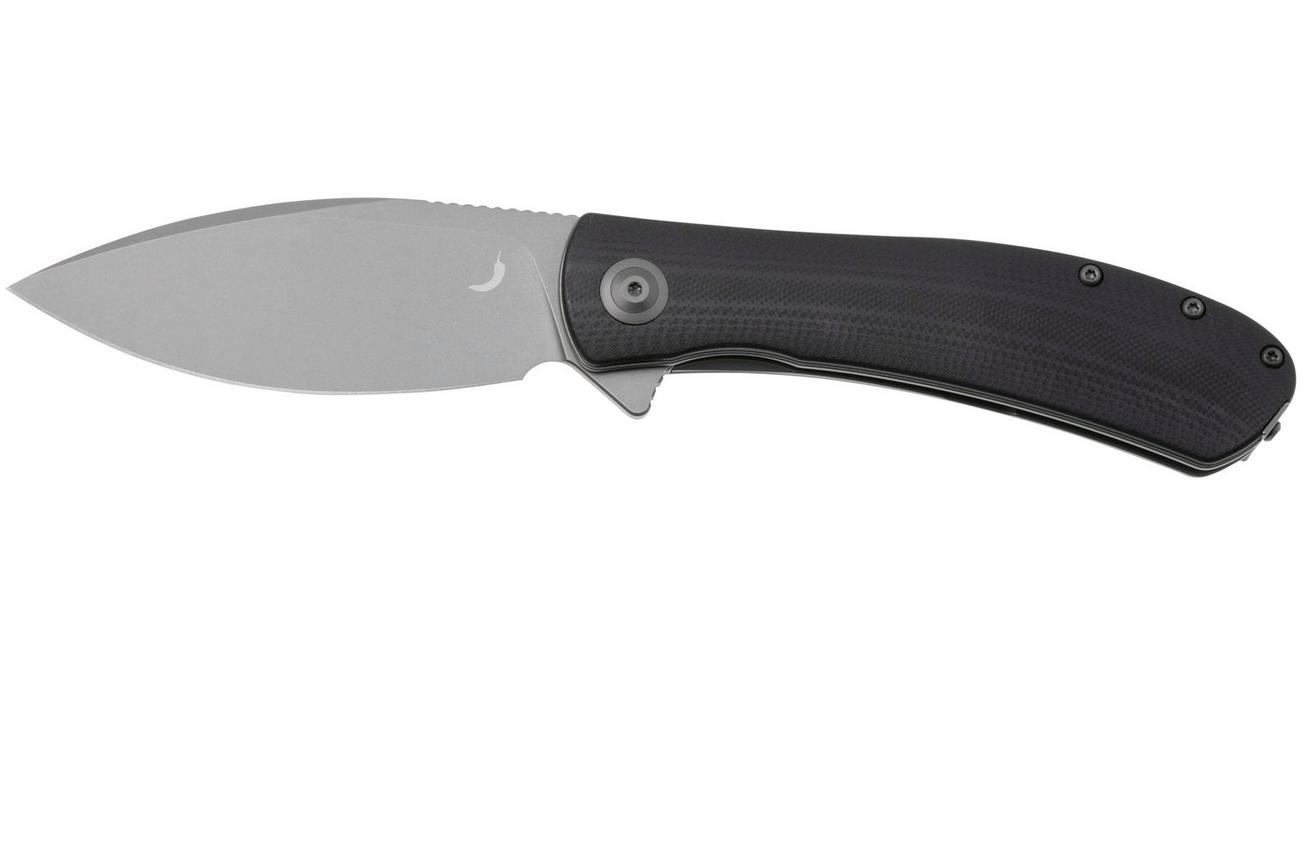 Trollsky Knives Mandu XL MT013-XL Grey Stonewashed D2, Black G10 zakmes