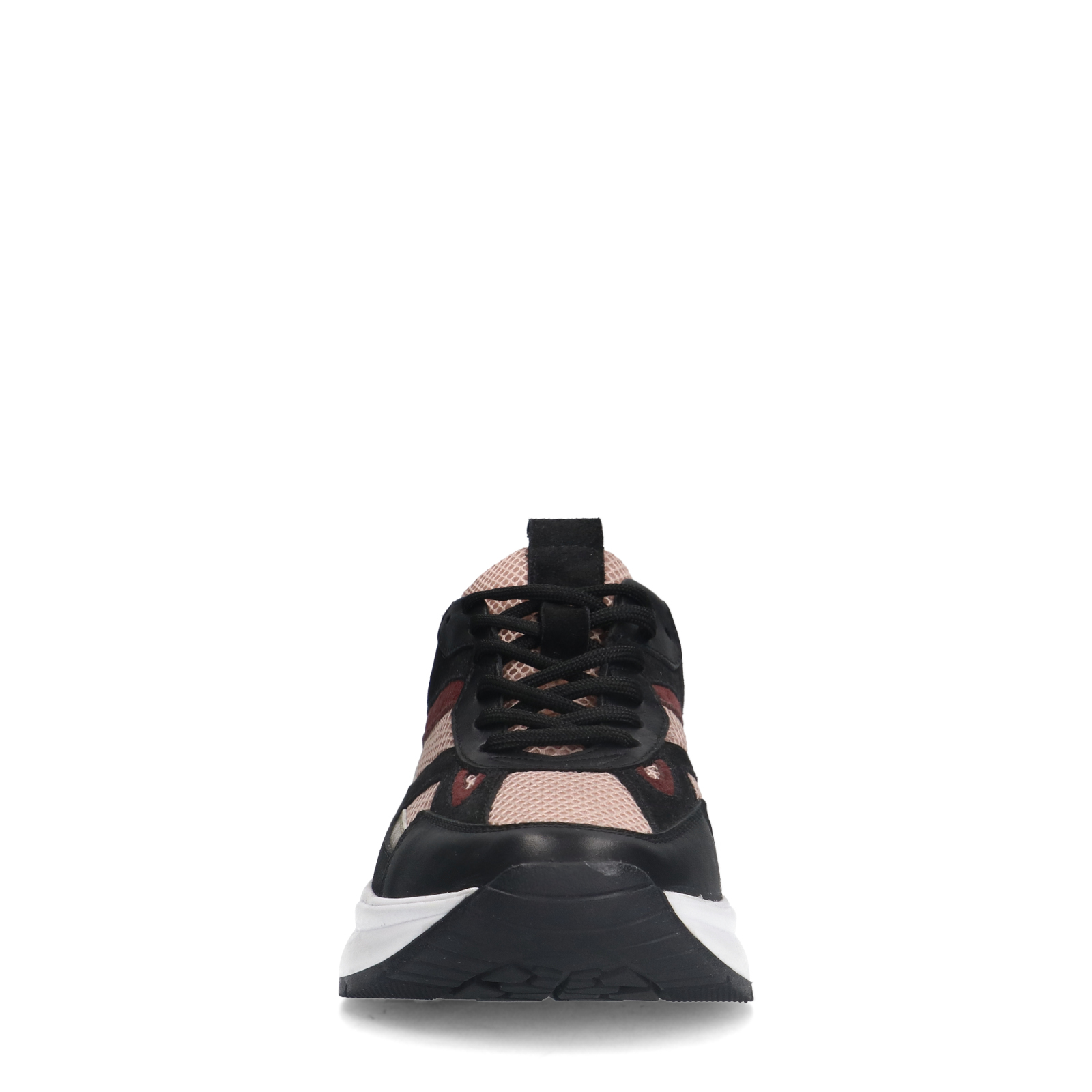 Zwarte leren sneakers met roze details