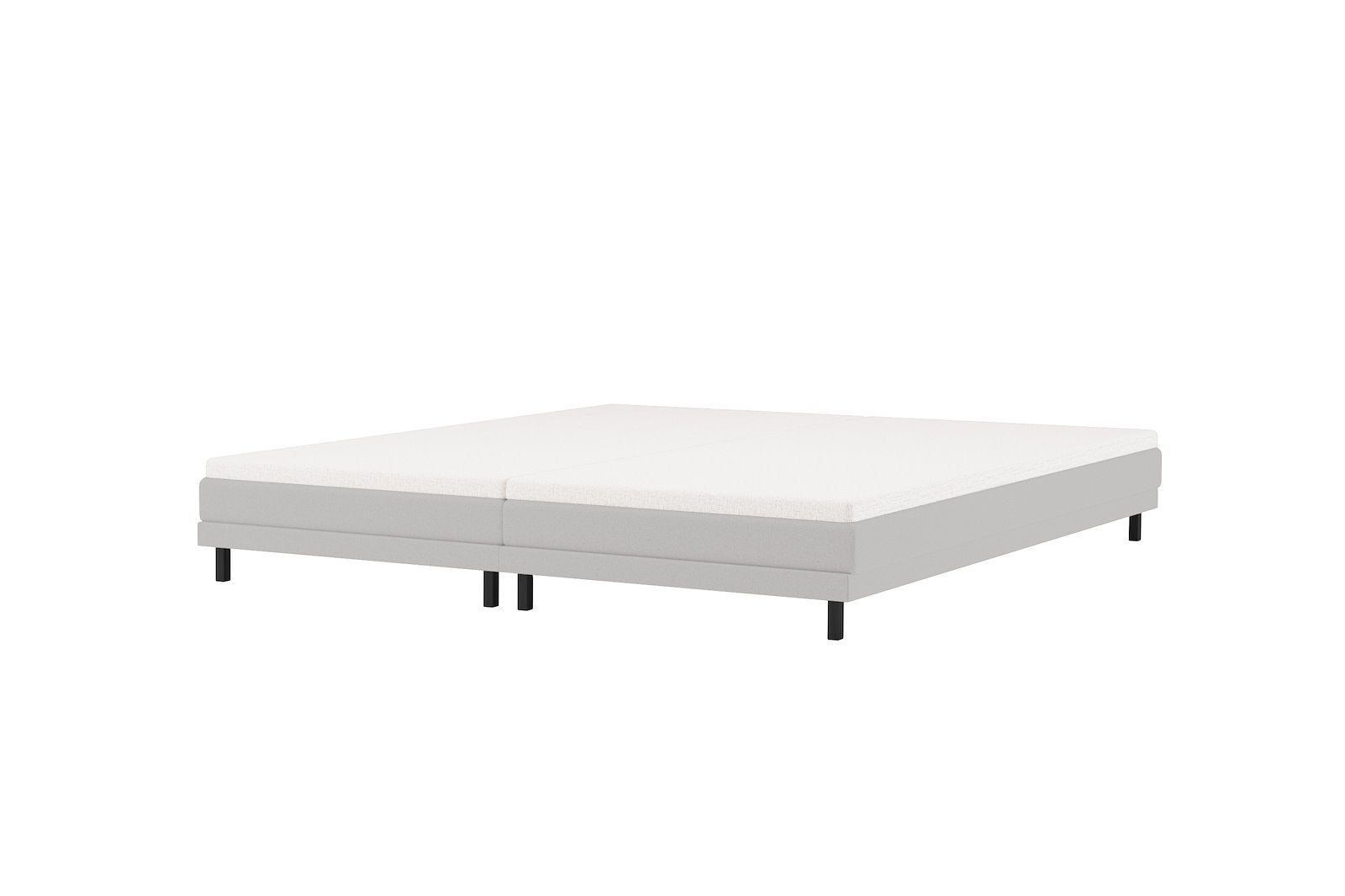 XOV Komfort 5 regulerbar seng 160x200 cm Tekstil Primo 84 lys grå, Komfort 5 overmadrass og sorte firkantede ben, gavl selges separate.