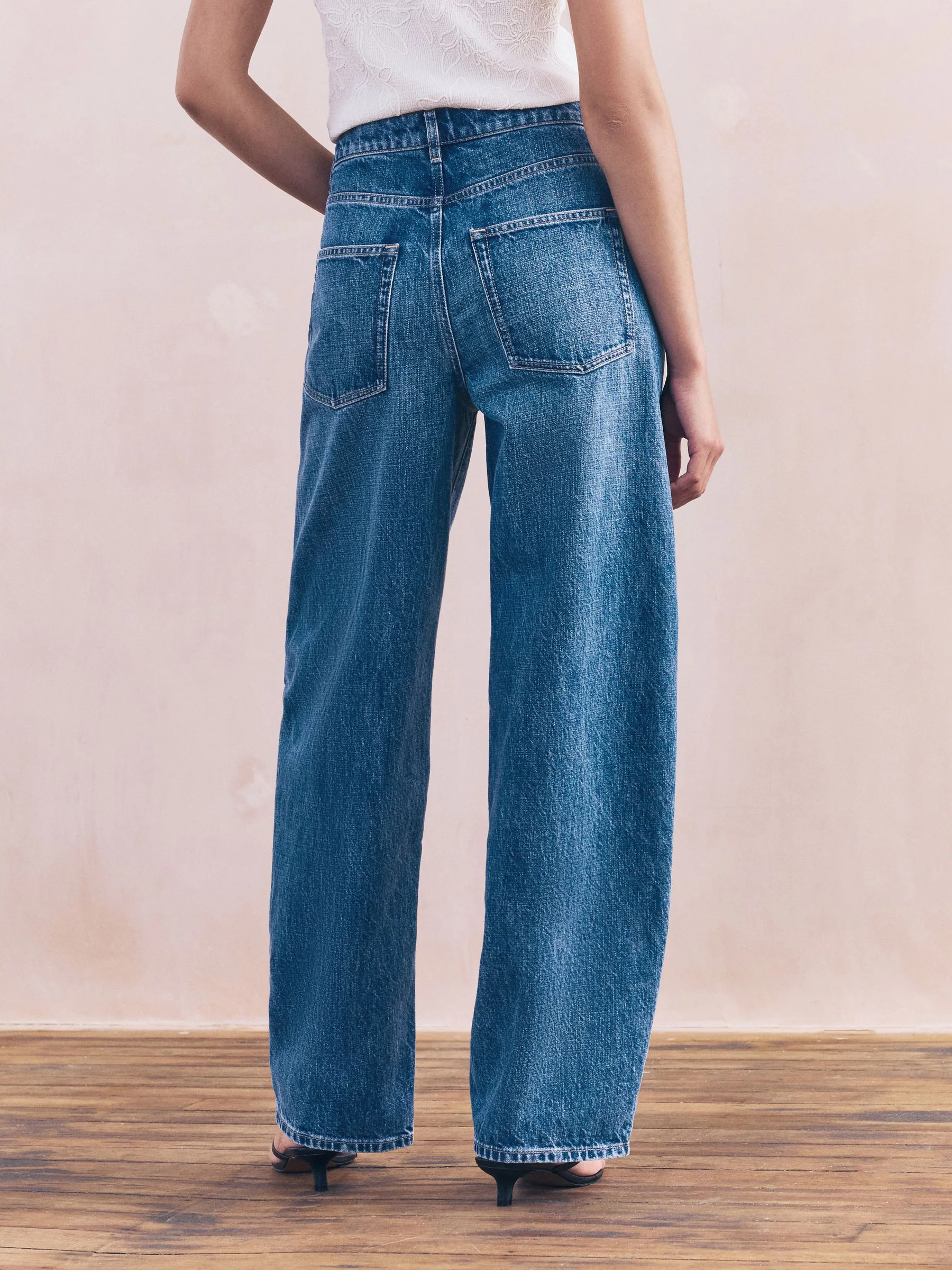 Middenblauw denim - Seam Front Barrel Leg Jeans