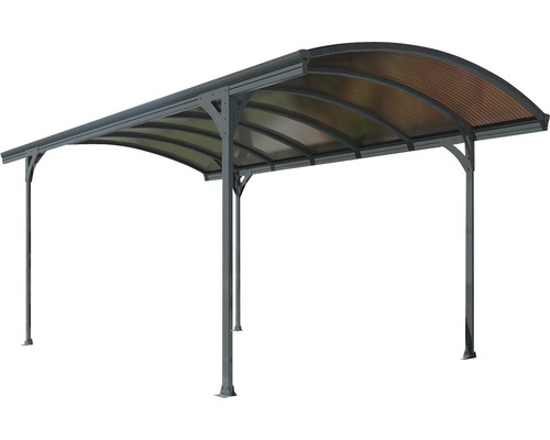 Palram enkele carport – Canopia Vitoria 5000 incl. regengoot 290 x 500 cm antraciet