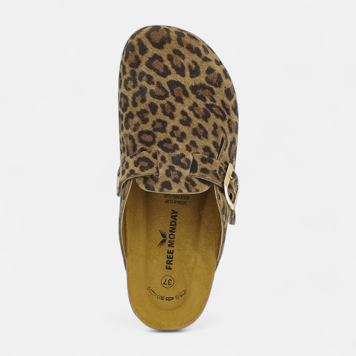 Mules semelle liège Femme en cuir marron