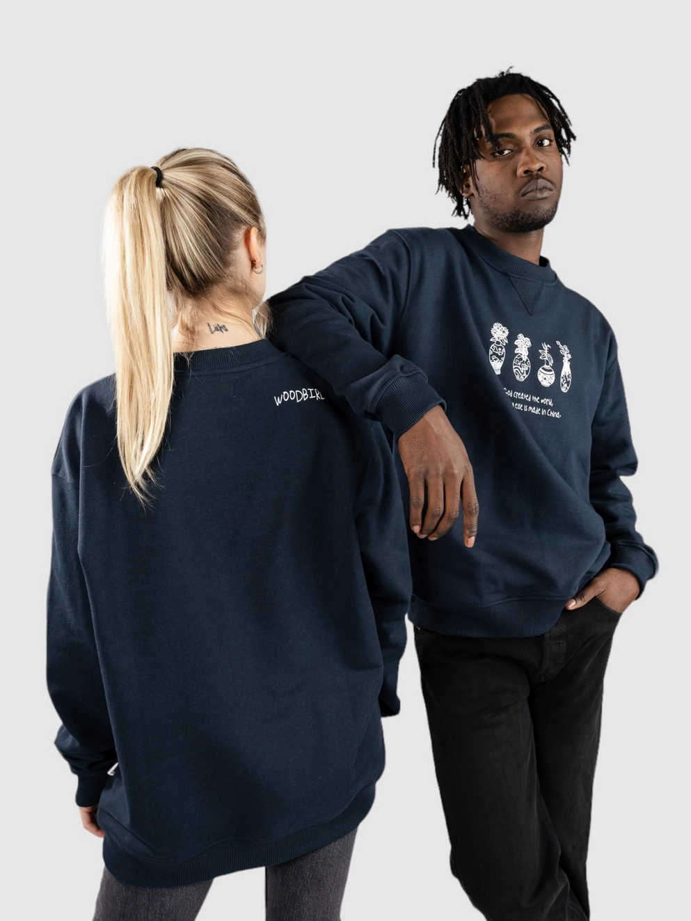 Woodbird Cane Vase Sweater navy blazer
