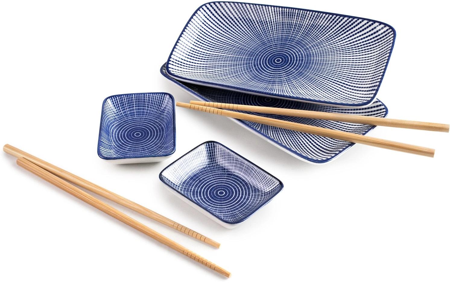 Sushi-Set 6-teilig, Blau/WeissPerfekt für das Servieren von leckerem Sushi zu Hause