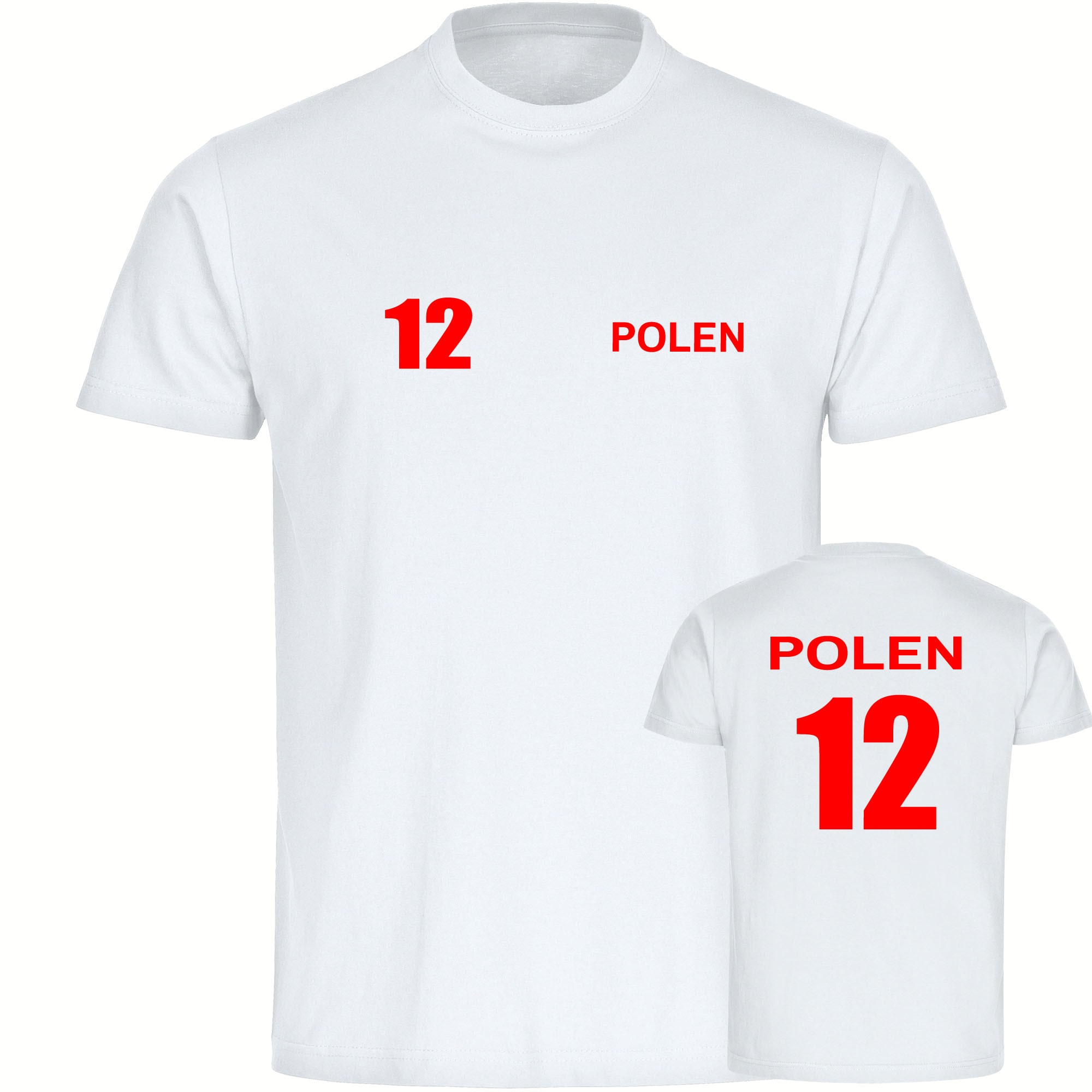 multifanshop® Kinder T-Shirt - Polen - Trikot 12 - Druck rot