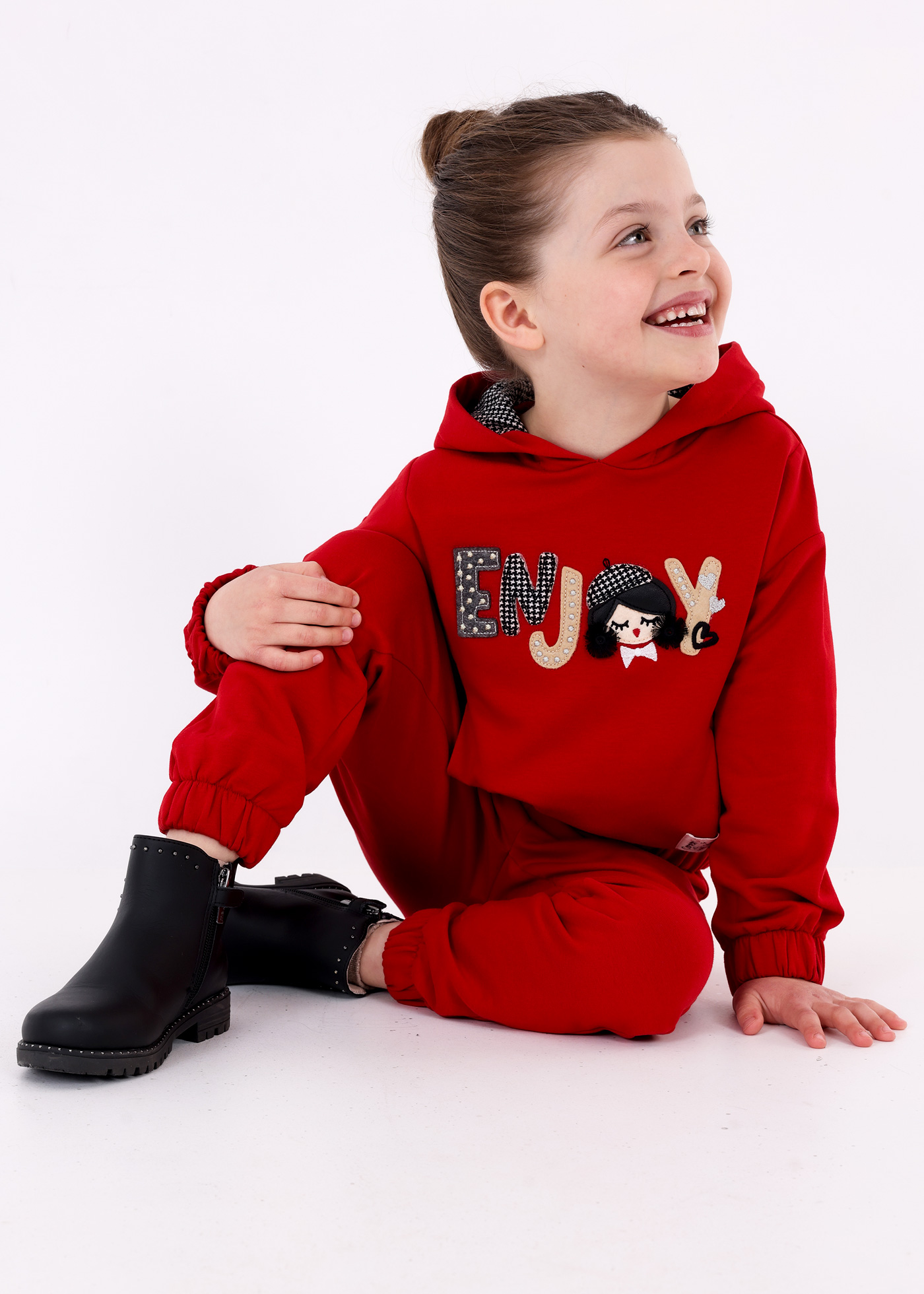 Conjunto de moletom de algodão de duas peças para meninas
