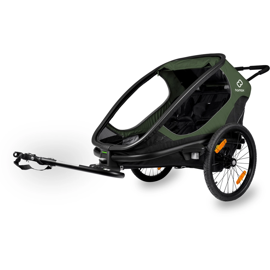 hamax Kinderfahrradanhänger Outback mit Rückenlehnenverstellung Green Black
