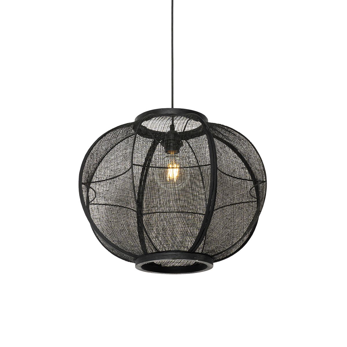Oosterse hanglamp zwart stof 48 cm - Rob