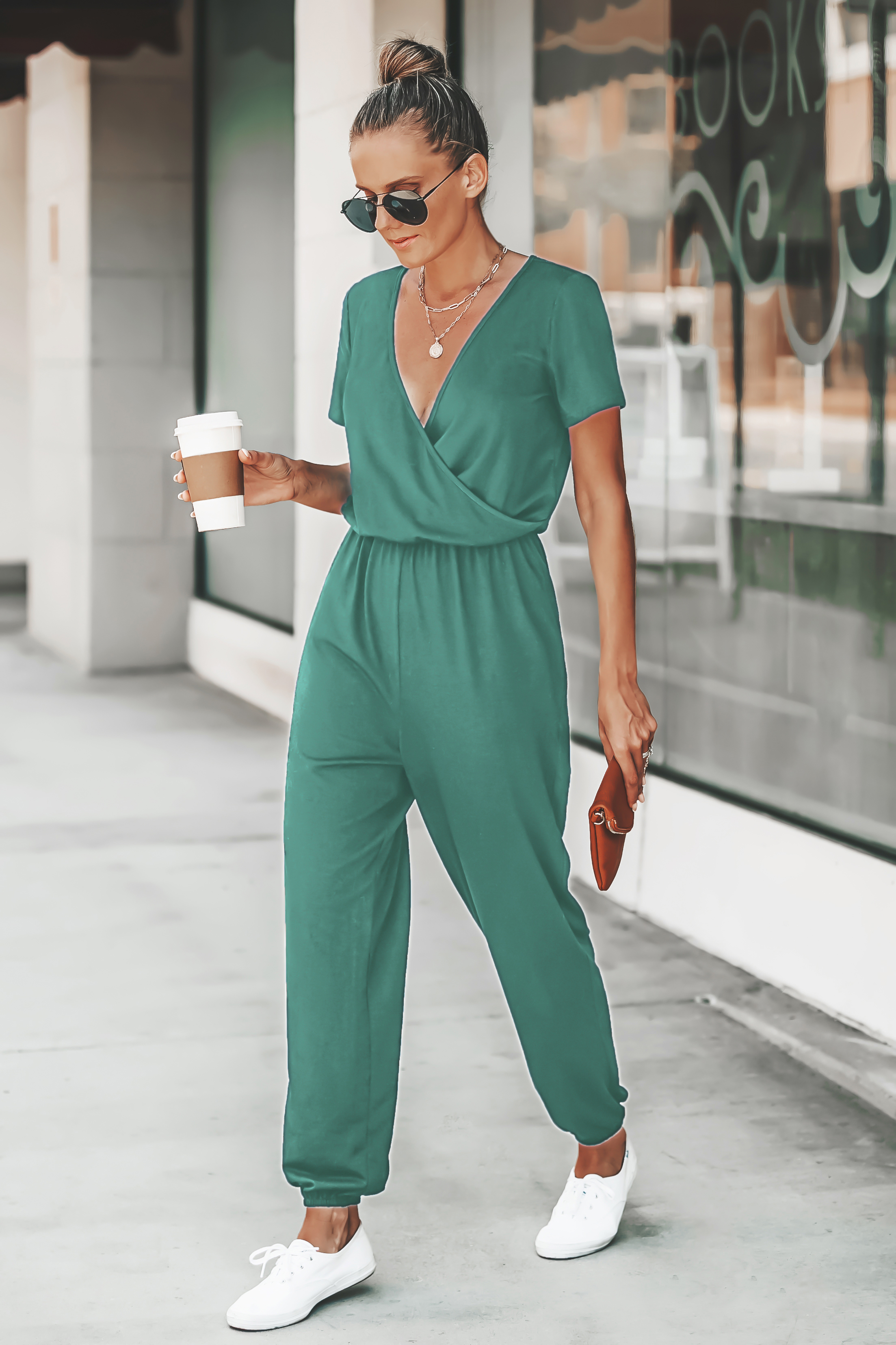 Combinaison de jogging en tricot avec col surplis vert clair