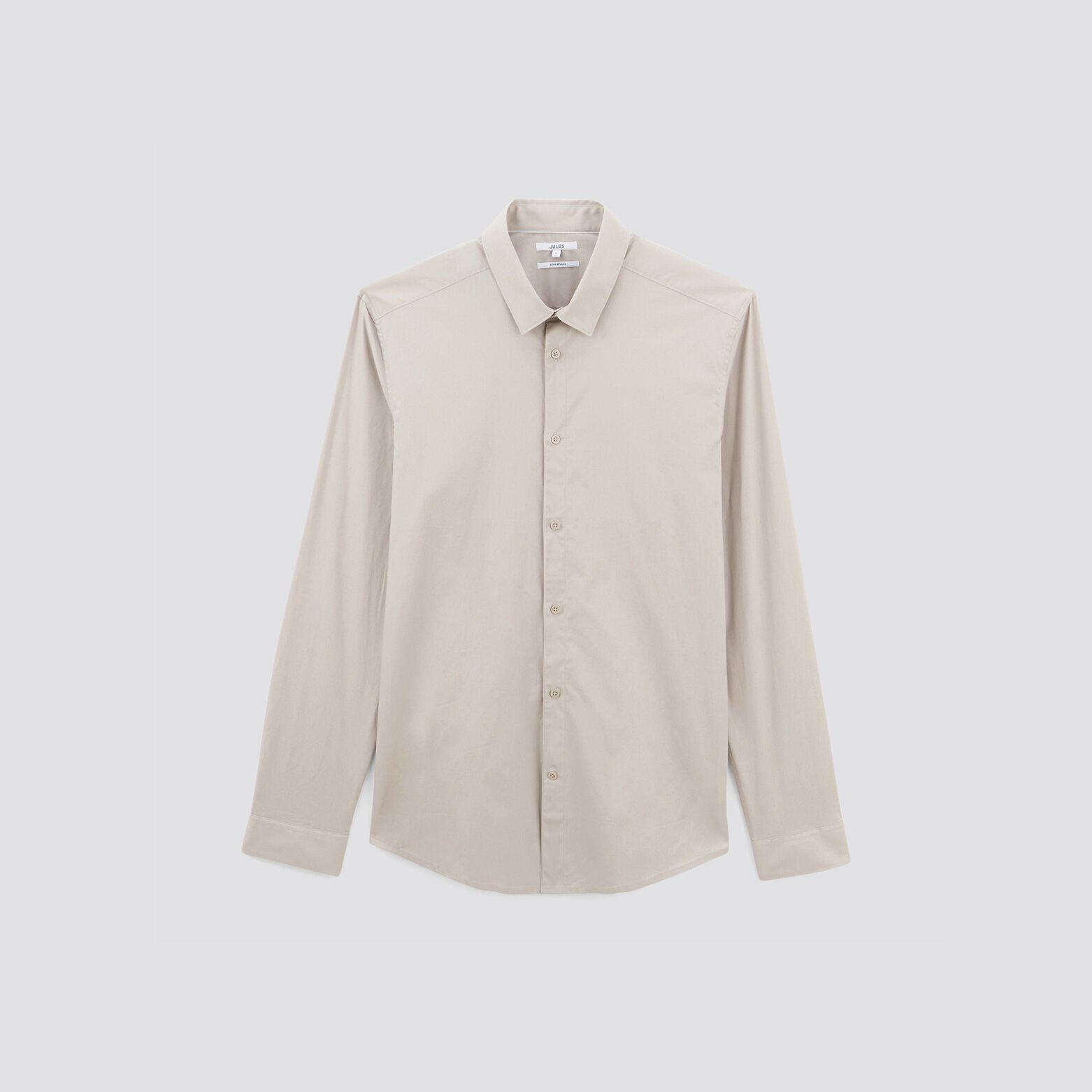 Chemise slim unie coton biologique stretch Ecru