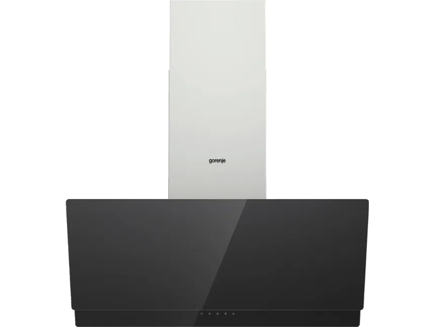 Gorenje Essential WHI949EXBG - Hætte - skorsten vinklet - bredde: 90 cm - dybde: 33.5 cm - udtrækning og recirkulation (-) - med intern motor - rustfrit stål/sølv