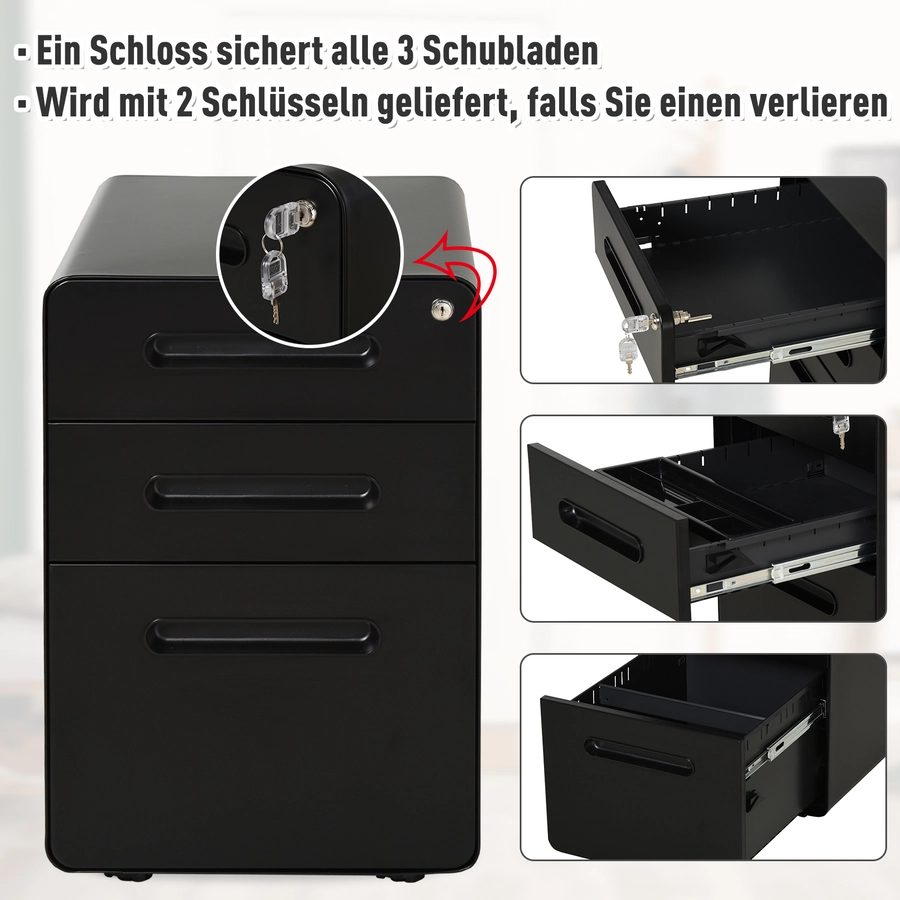 Vinsetto Aktenschrank mit Schließfach schwarz