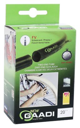 CHAMBRE A AIR VELO POUR VAE-E-BIKE 20 x 1.90-2.10 RUBENA-GAADI (50-54-406) VALVE PRESTA (PERMET DE MONTER LA CHAMBRE A A