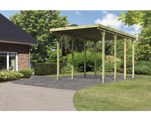 Enkele carport Karibu Caravan 394 x 712 cm drukgeïmpregneerd