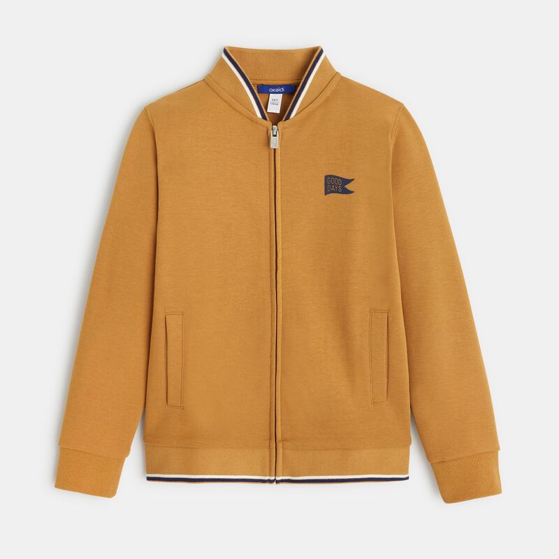 Sweat-shirt zippé façon teddy marron garçon