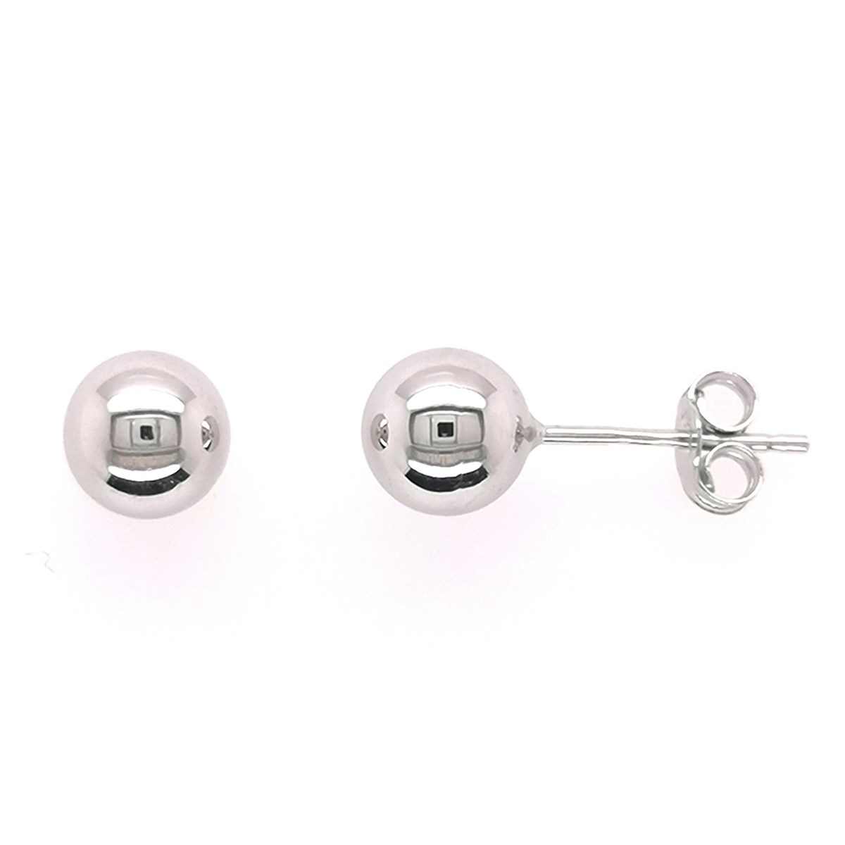 Boucles d'oreilles boule 6 mm or blanc 18 carats