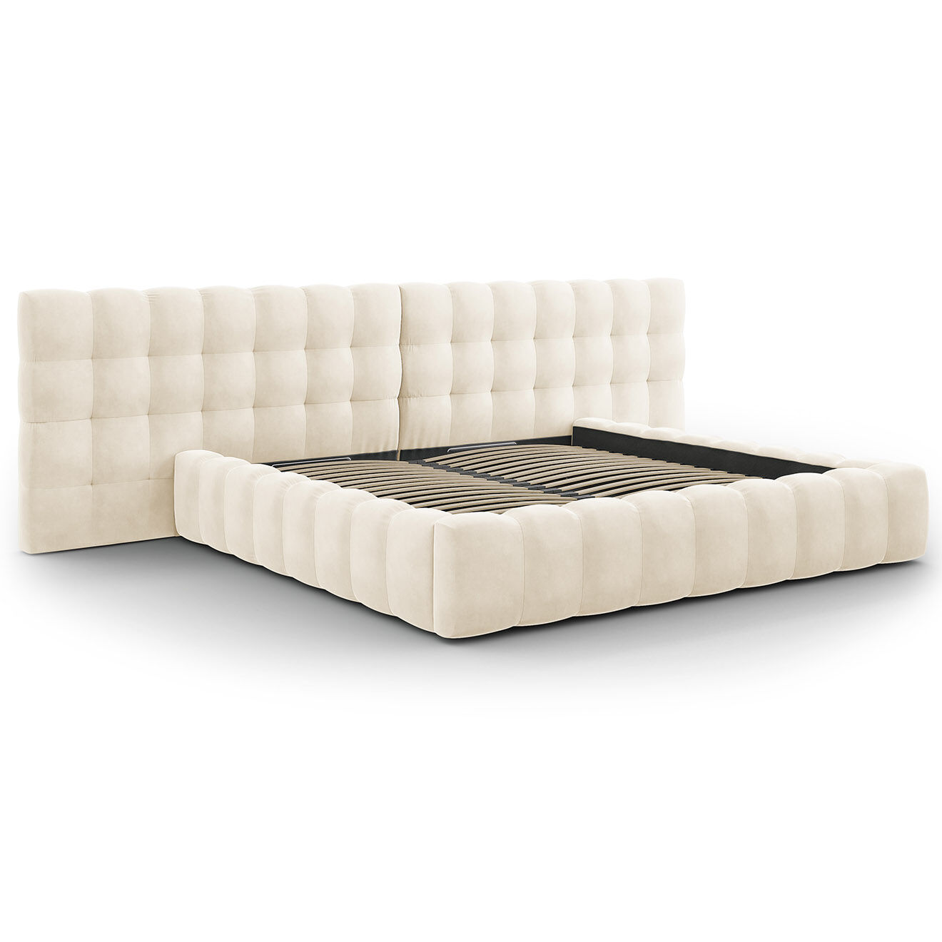 Cosmopolitan Design Lit avec coffre de rangement Bali Velours beige clair - 200x200 cm