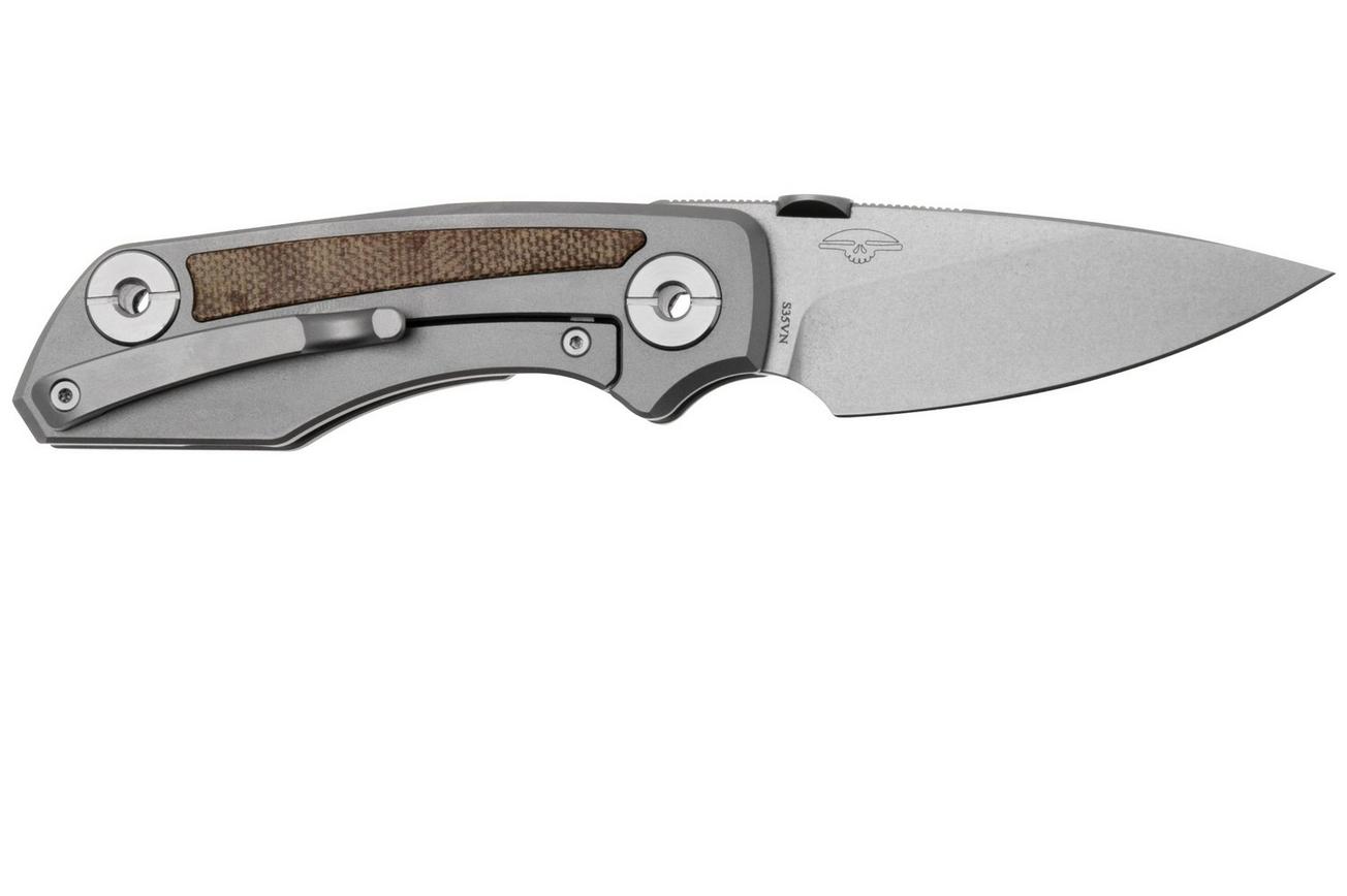 Real Steel Delta 2600, 7101N, Stonewashed S35VN, Titanium Natural Micarta Inlay, zakmes