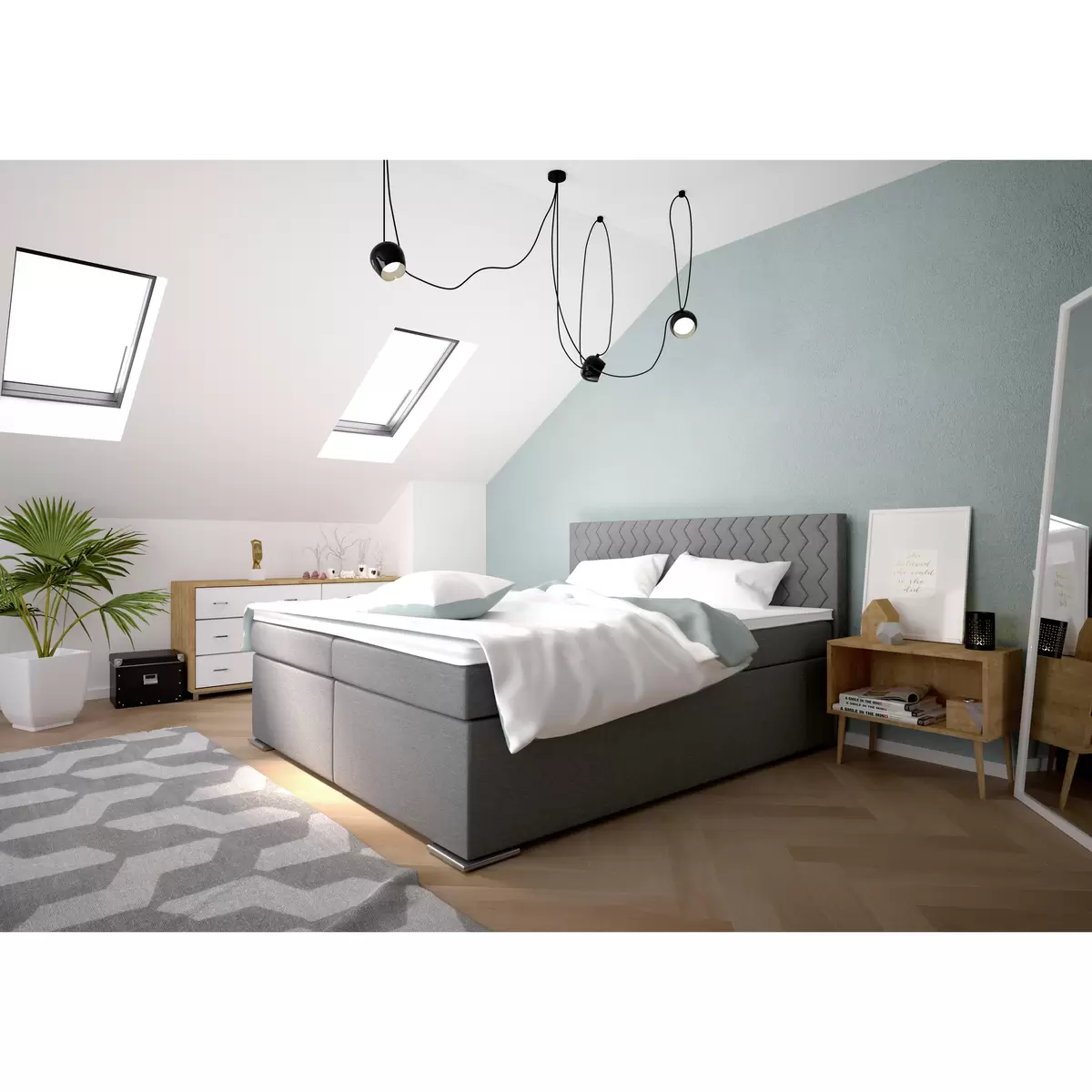 Boxspringbett Bety 180 x 200 Grau