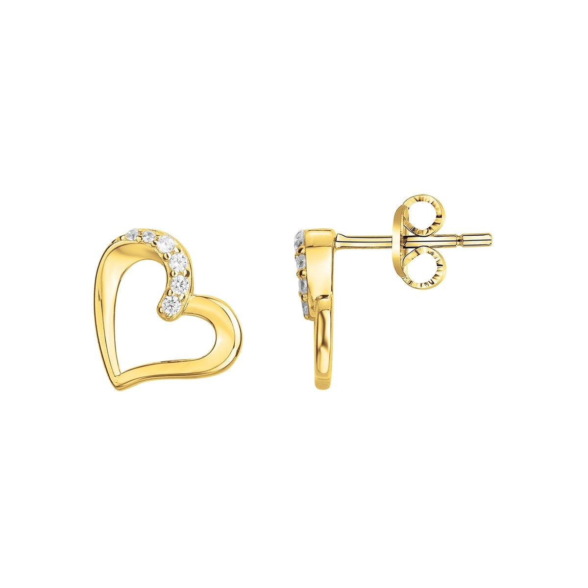 Boucles d'oreilles puces en Plaqué Or avec oxyde de zirconium blanc