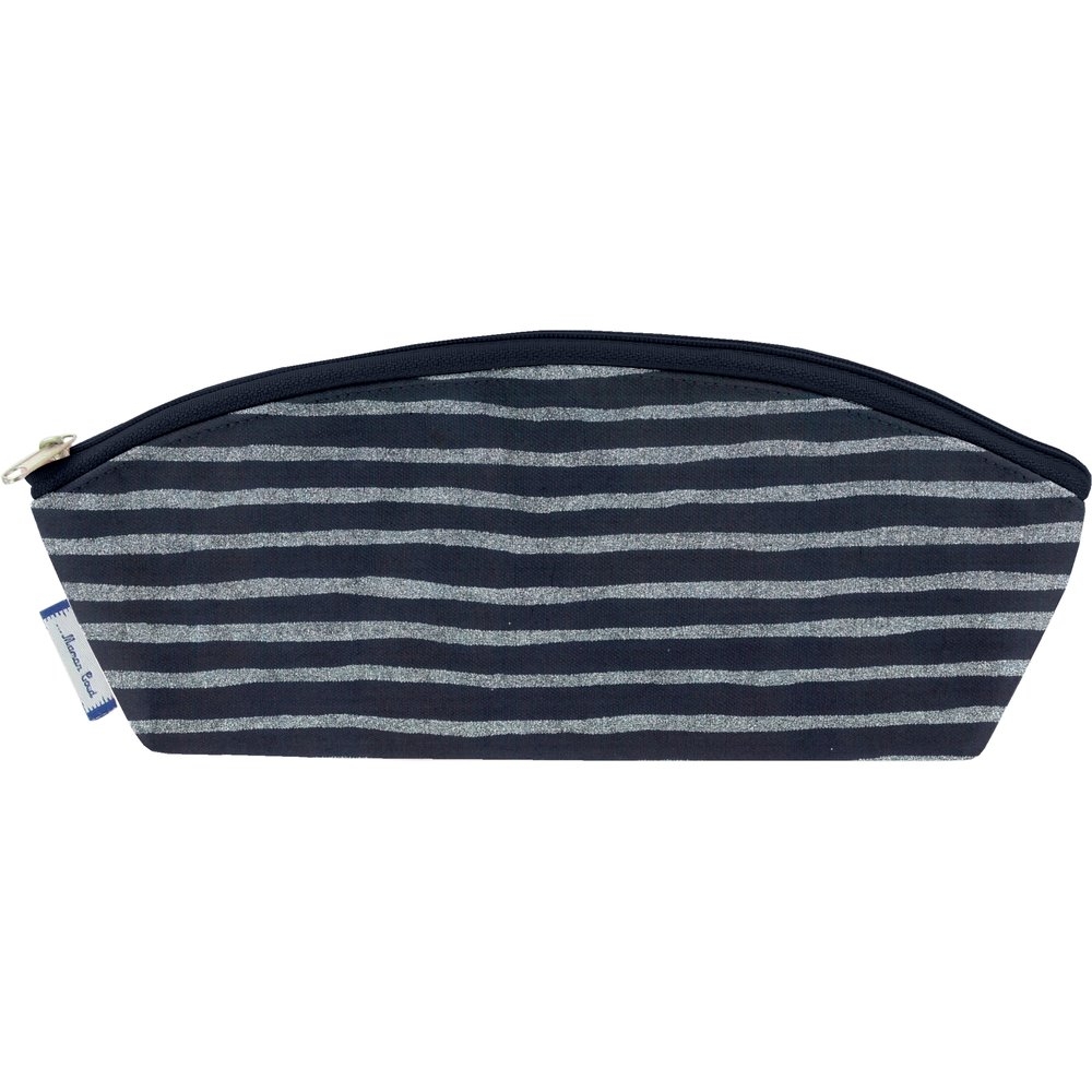 Trousse Scolaire Rayé Argent Marine