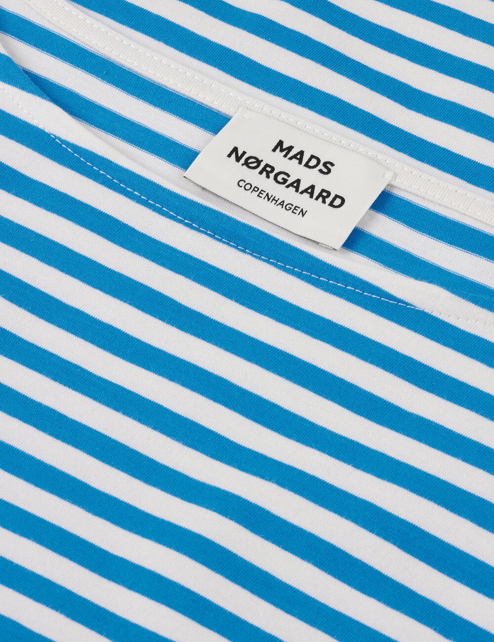 Mads Nørgaard  Soft Single Silke langærmet t-shirt - Mediterrenean Blue/Snowhite