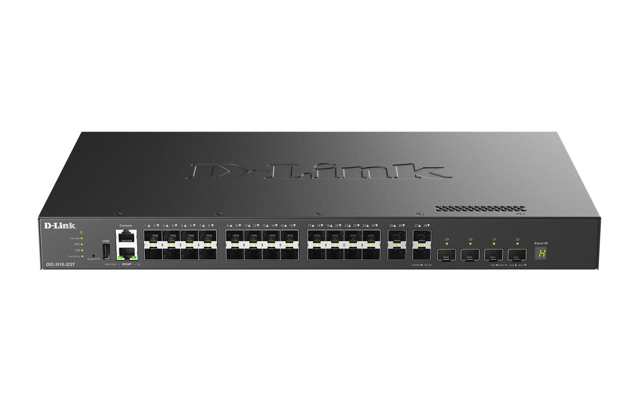 SFP+ Switch DXS-3410-32SY 32 Port<br>Vielseitiger, stapelbarer Layer-3-Switch für zuverlässige und skalierbare Netzwerklösungen