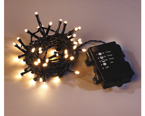 Lafiora kerstverlichtingssnoer, 4,7 m + 0,5 m aansluitdraad, 48 LED's, warm wit licht, inclusief timer en dimmer