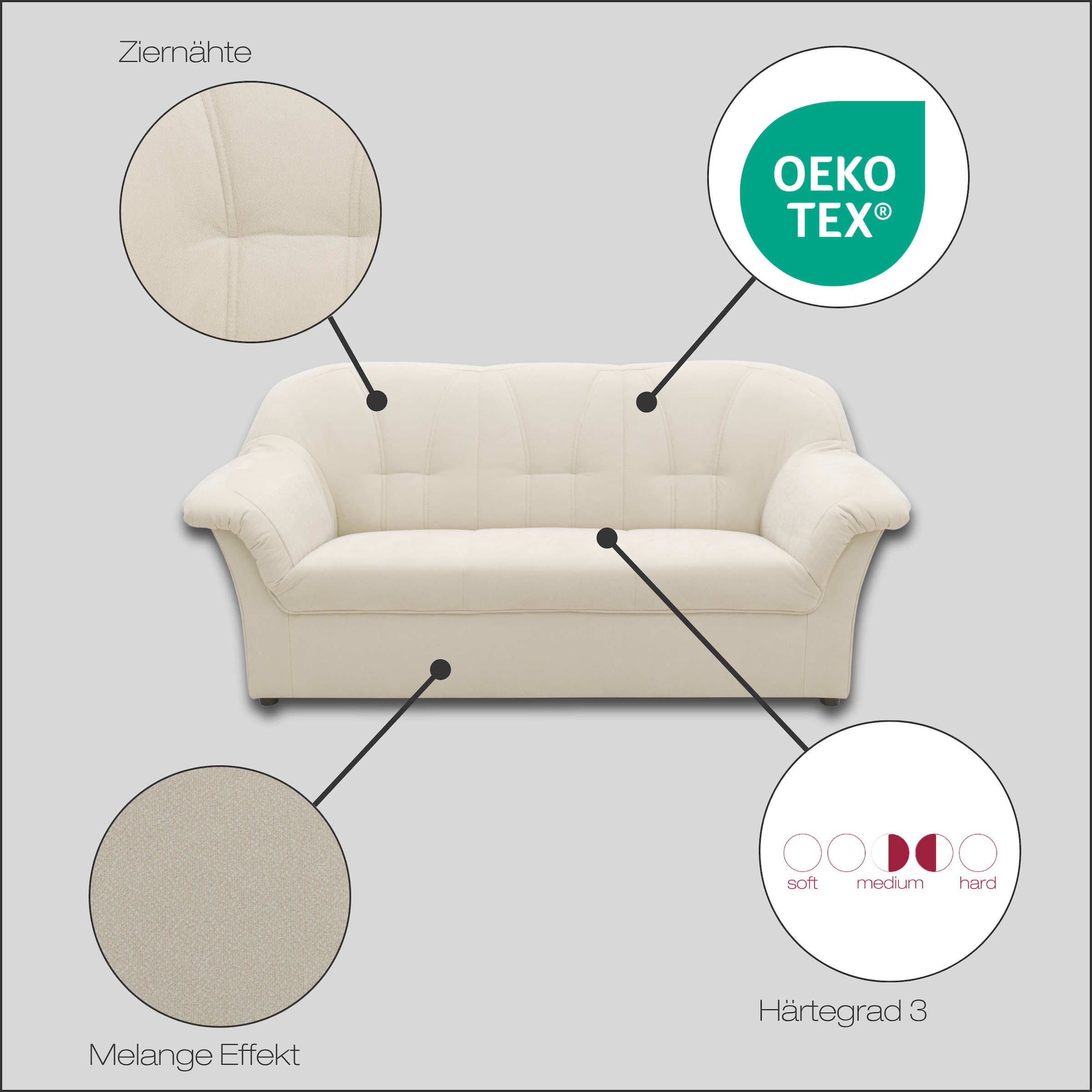 DOMO collection Polstergarnitur »Pegnitz zeitloses und elegantes Design« Set, 2 Stk. tlg.