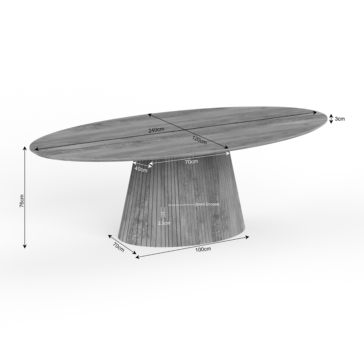 Eettafel Sol ovaal 240 cm