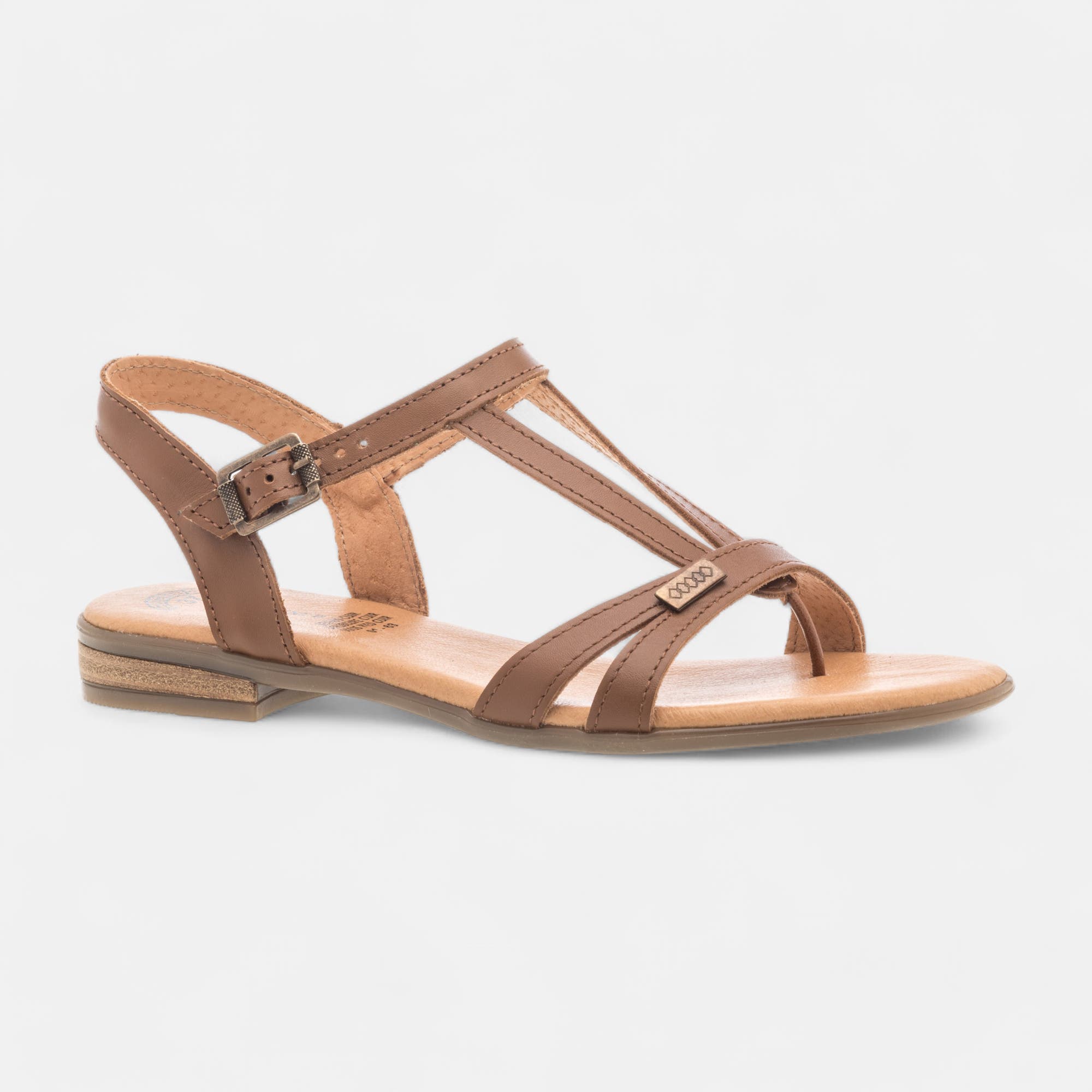 Sandales Femme en cuir cognac