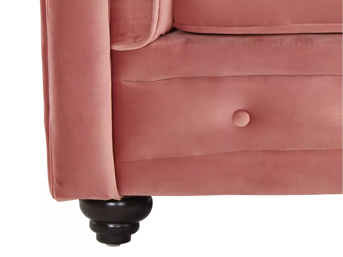 Lot de 2 Fauteuils CHESTERFIELD - Velours rose pastel
